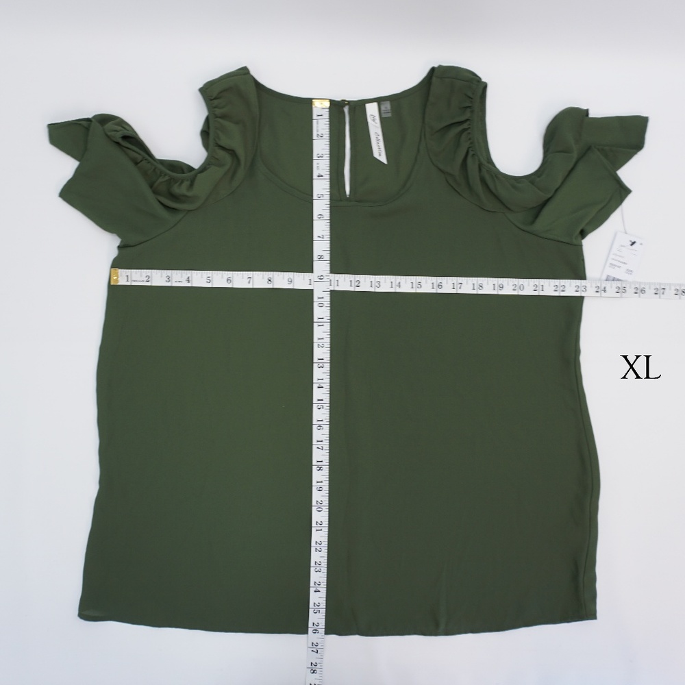 NY Collection Ruffle Cold Shoulder Top Blouse - Picture 8 of 8